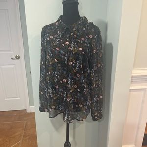 Sheer black button down